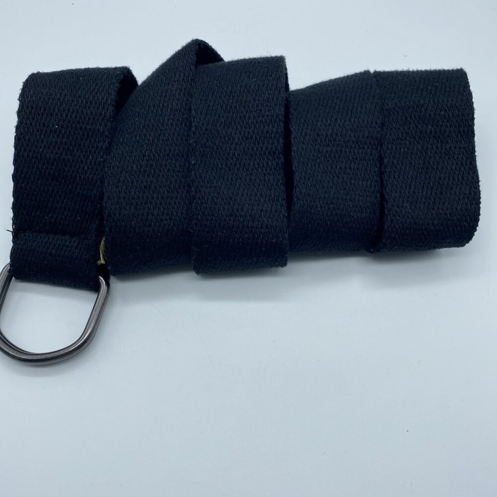 Black D-Ring Polyester Belt Men's Size 36 End to End 50"